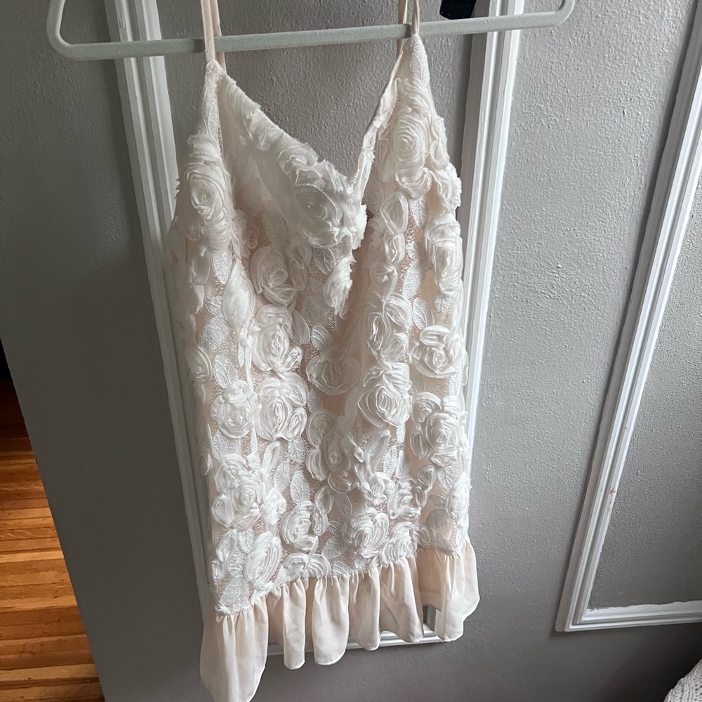Floral mini dress with trim
